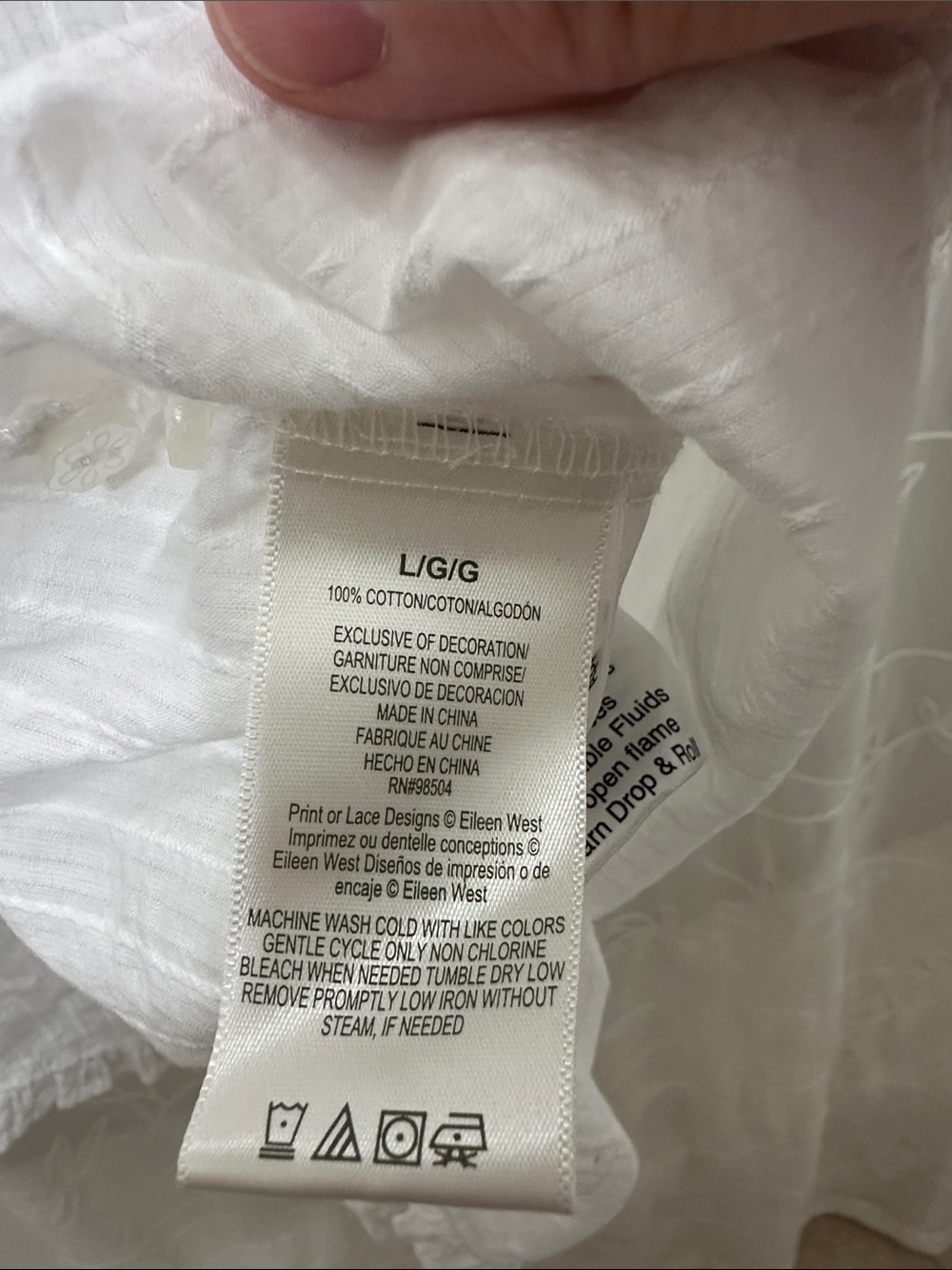 Eileen West White Cotton Lace-Trim Sleeveless Nightgown large - Picture 3 of 8
